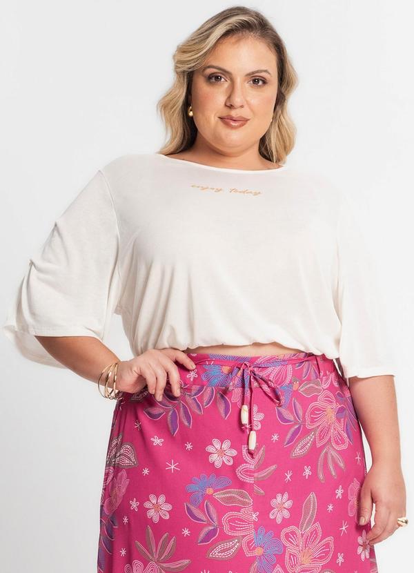 Secret Glam - Blusa Manga Curta Feminina Plus Size Bege