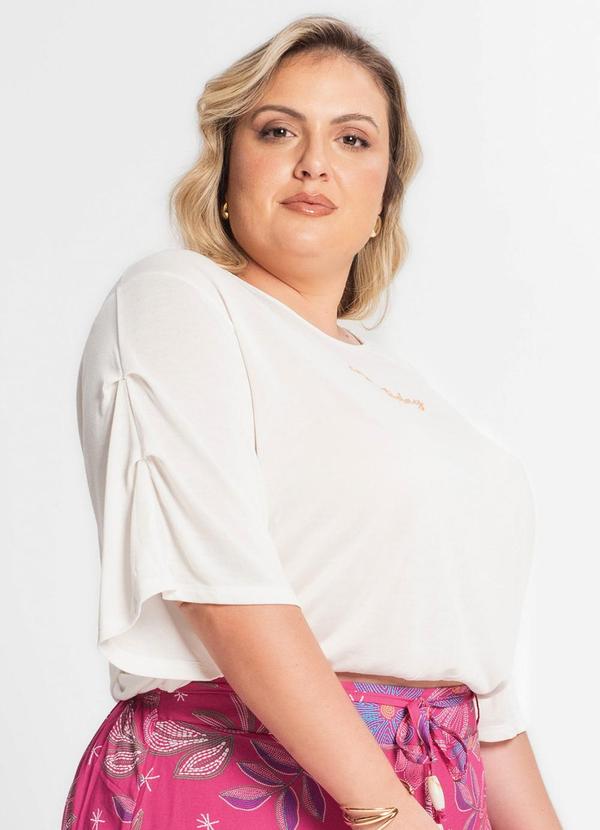 Secret Glam - Blusa Manga Curta Feminina Plus Size Bege 3