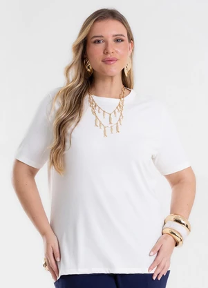 Secret Glam - Blusa Manga Curta Feminina Plus Size Bege - SECRET GLAM