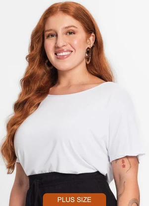 Secret Glam - Blusa Manga Curta Feminina Plus Size Branco - SECRET GLAM