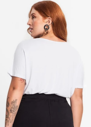 Secret Glam - Blusa Manga Curta Feminina Plus Size Branco - SECRET GLAM