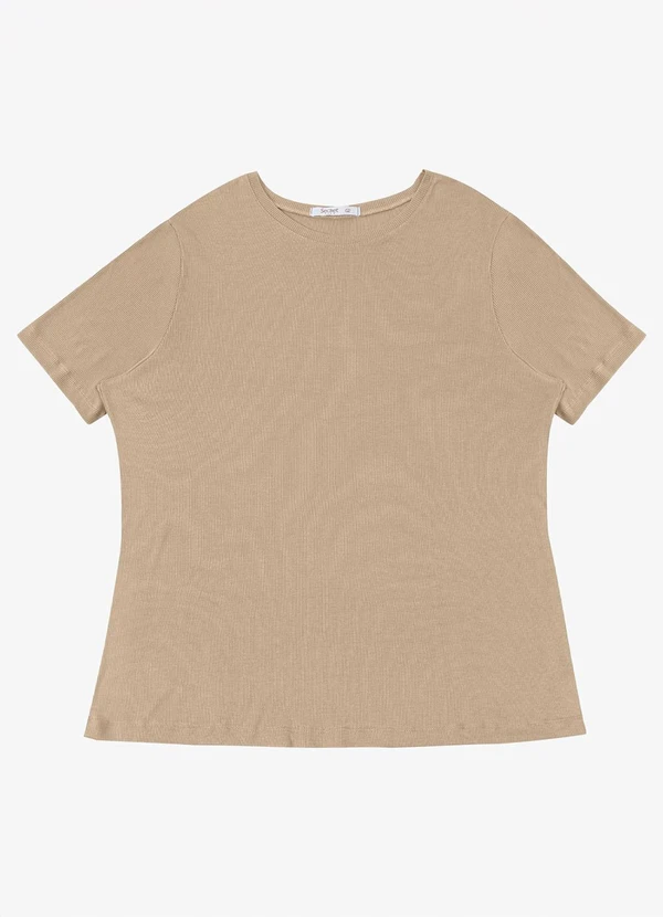 Secret Glam - Blusa Manga Curta Feminina Plus Size Marrom