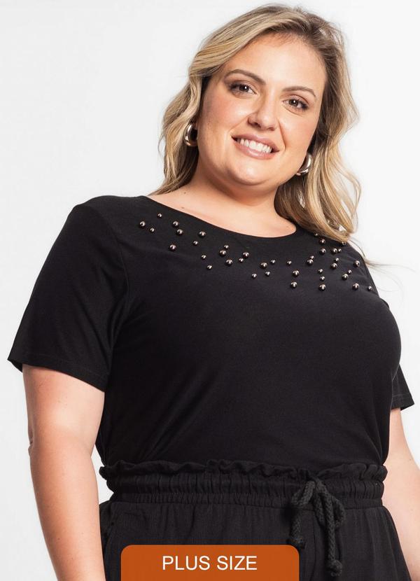 Secret Glam - Blusa Manga Curta Feminina Plus Size Preto
