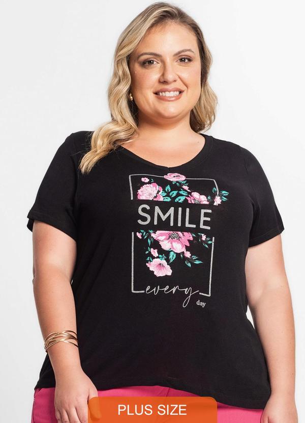 Secret Glam - Blusa Manga Curta Feminina Plus Size Preto