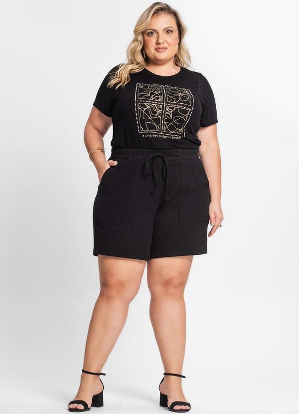 Secret Glam - Blusa Manga Curta Feminina Plus Size Preto 3