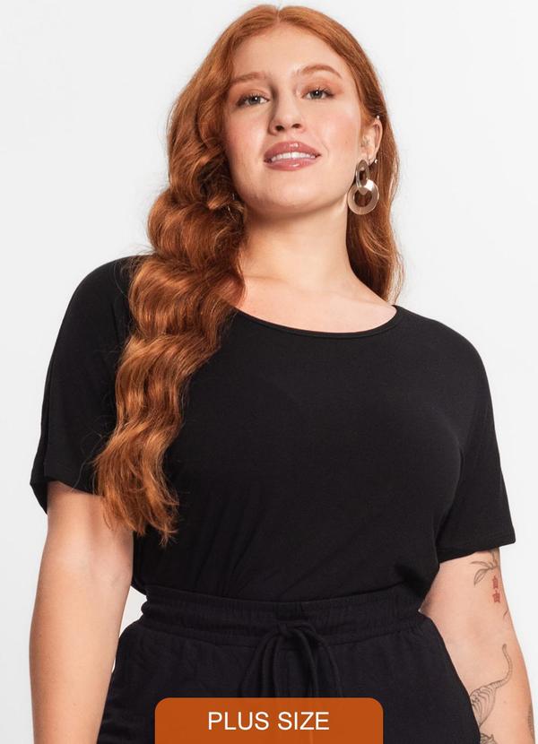 Secret Glam - Blusa Manga Curta Feminina Plus Size Preto