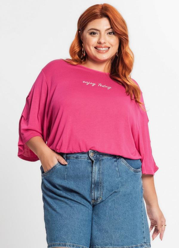 Secret Glam - Blusa Manga Curta Feminina Plus Size Rosa