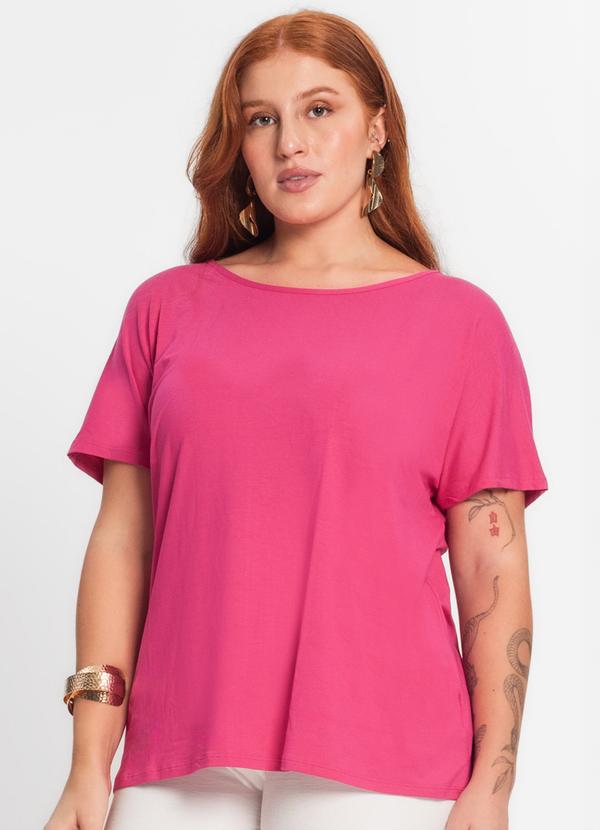 Secret Glam - Blusa Manga Curta Feminina Plus Size Rosa