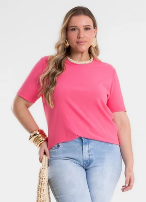 Secret Glam - Blusa Manga Curta Feminina Plus Size Rosa - SECRET GLAM