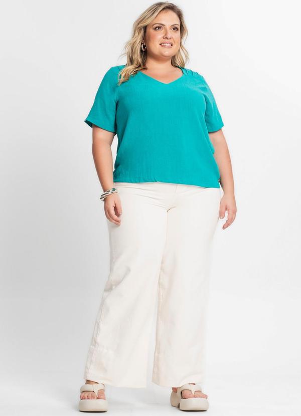 Secret Glam - Blusa Manga Curta Feminina Plus Size Verde 3