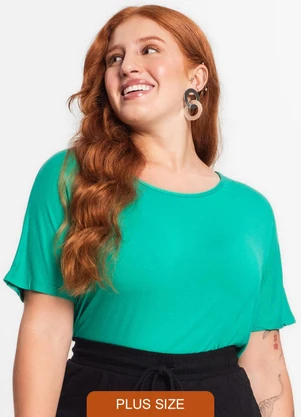 Secret Glam - Blusa Manga Curta Feminina Plus Size Verde - SECRET GLAM