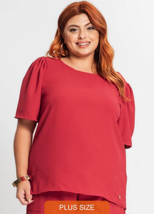 Secret Glam - Blusa Manga Curta Feminina Plus Size Vermelho