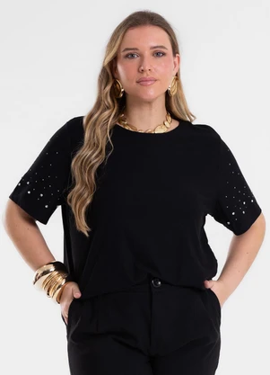 Secret Glam - Blusa Manga Curta Feminina Preto - SECRET GLAM