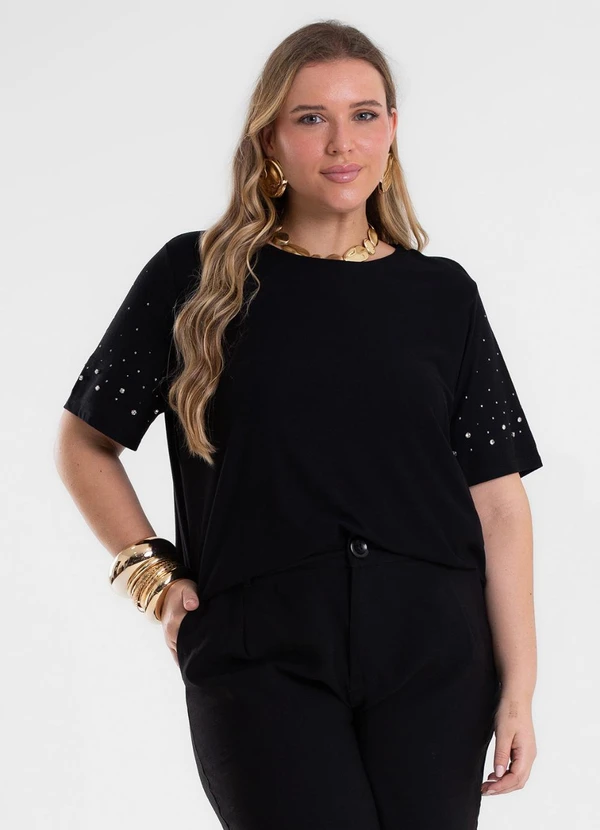 Secret Glam - Blusa Manga Curta Feminina Preto