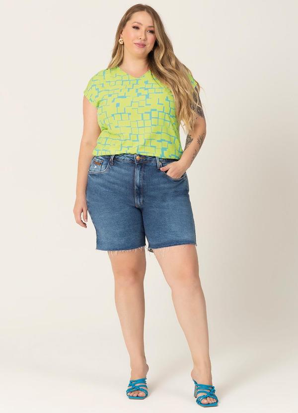 Habana - Blusa Manga Curta Plus Estampada Verde 2