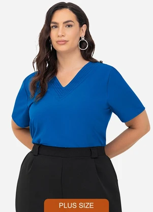 Secret Glam - Blusa Manga Curta Plus Size Azul - SECRET GLAM