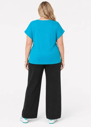 Secret Glam - Blusa Manga Curta Plus Size Azul - SECRET GLAM