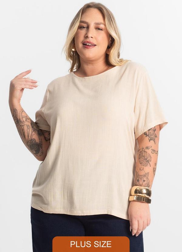 Secret Glam - Blusa Manga Curta Plus Size Bege