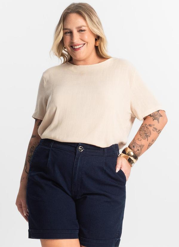 Secret Glam - Blusa Manga Curta Plus Size Bege 4