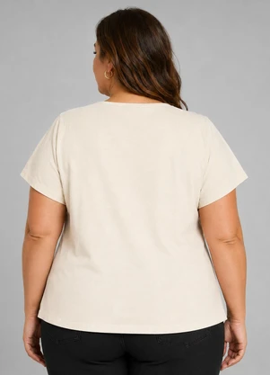 Secret Glam - Blusa Manga Curta Plus Size Bege - SECRET GLAM