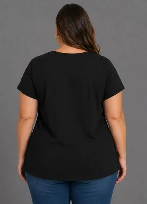 Secret Glam - Blusa Manga Curta Plus Size Preto - SECRET GLAM