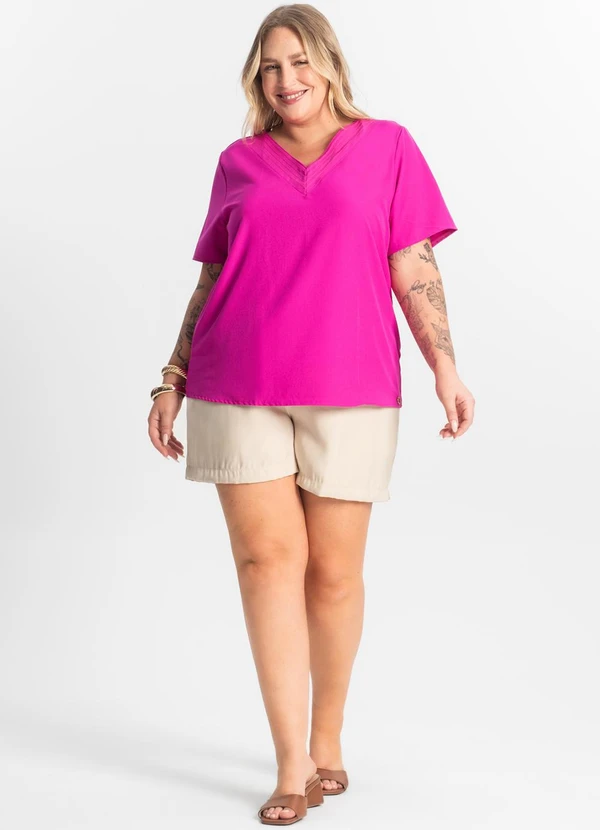 Secret Glam - Blusa Manga Curta Plus Size Rosa 3