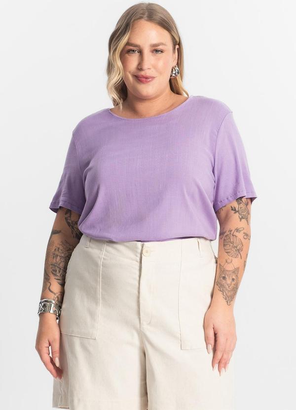 Secret Glam - Blusa Manga Curta Plus Size Roxo 4