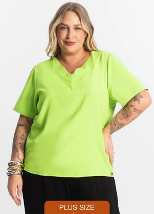 Secret Glam - Blusa Manga Curta Plus Size Verde - SECRET GLAM