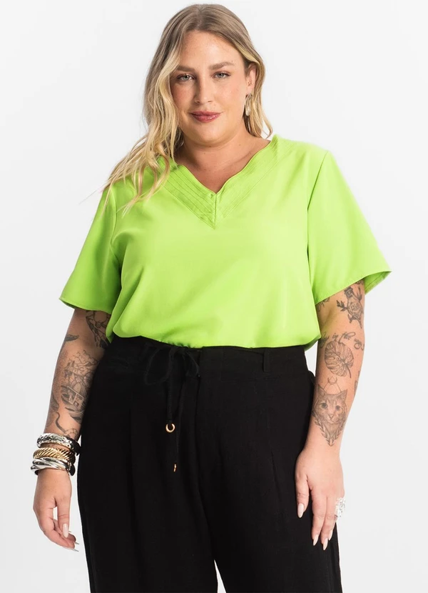 Secret Glam - Blusa Manga Curta Plus Size Verde