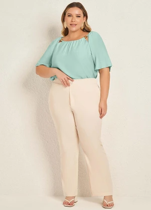 Lisamour - Blusa Manga Fluida com Argolas Azul - LISAMOUR