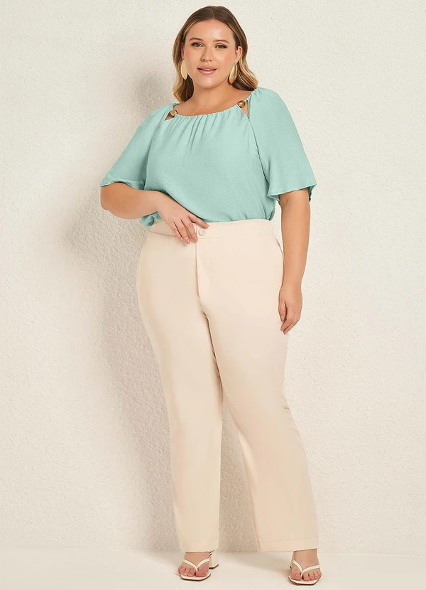 Lisamour - Blusa Manga Fluida com Argolas Azul 2