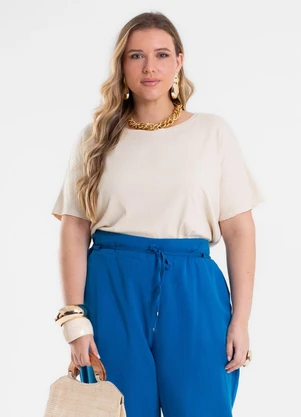 Secret Glam - Blusa Manga Morcego Feminina Plus Size Bege - SECRET GLAM