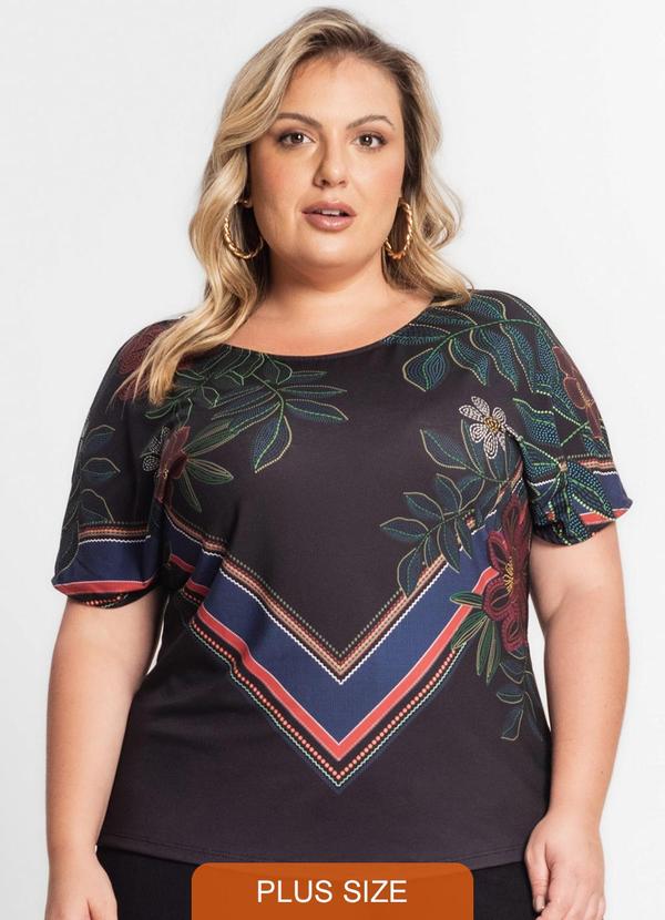 Secret Glam - Blusa Manga Morcego Feminina Plus Size Preto