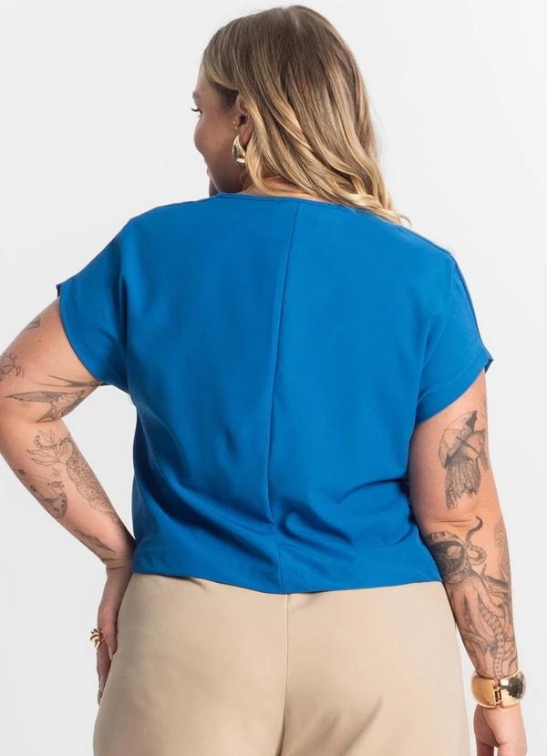 Secret Glam - Blusa Manga Morcego Plus Size Azul 2