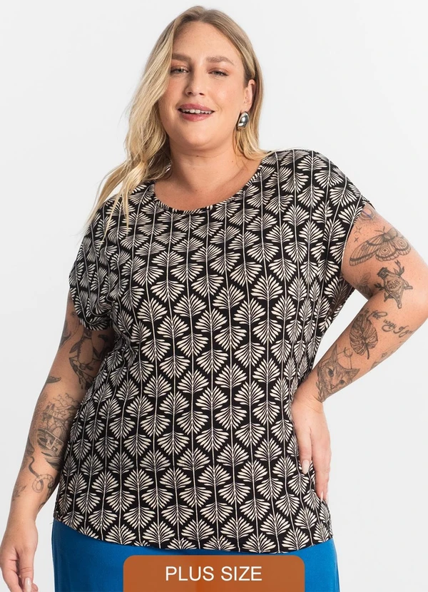 Secret Glam - Blusa Manga Morcego Plus Size Preto