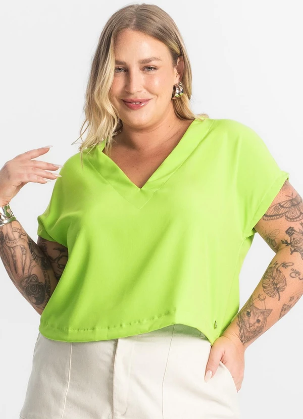 Secret Glam - Blusa Manga Morcego Plus Size Verde 4