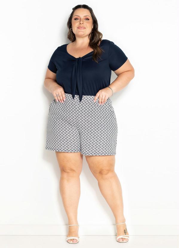 Marguerite - Blusa Marinho com Amarração Plus Size 4