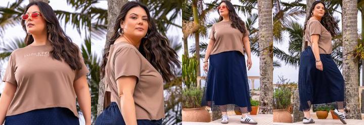 Blusa Marrom Claro em Malha de Algodo