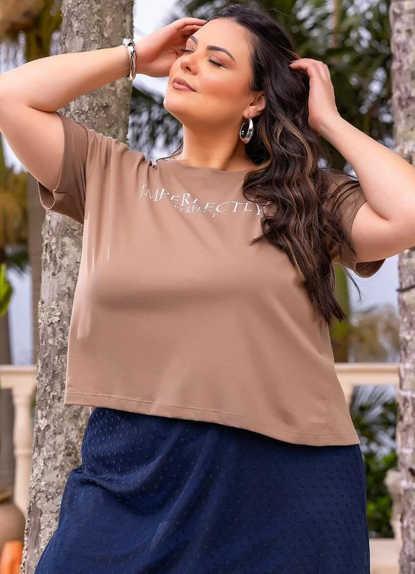 Marguerite - Blusa Marrom Claro em Malha de Algodão 6