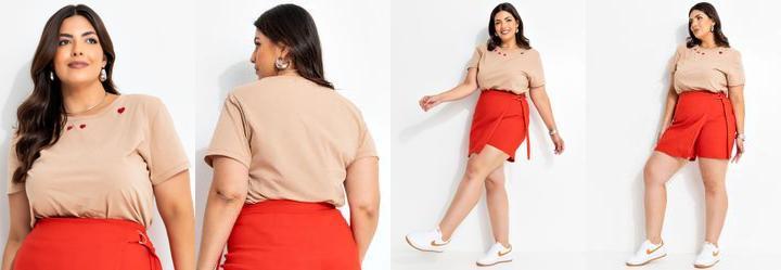 Blusa Marrom Claro em Malha de Algod�o