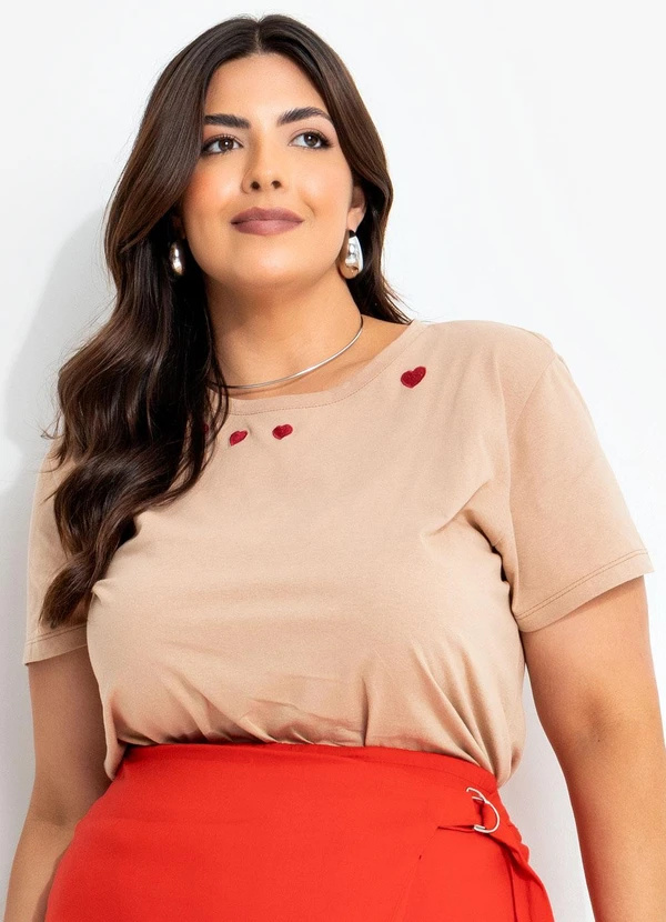 Marguerite - Blusa Marrom Claro em Malha de Algodão