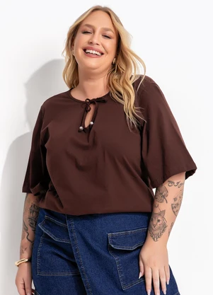 Marguerite - Blusa Marrom em Algodão - MARGUERITE