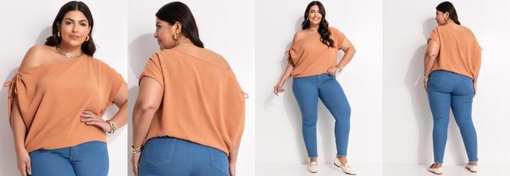 Blusa Marrom em Crepe Plano