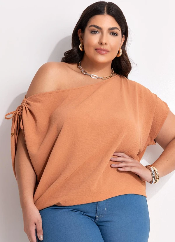 Marguerite - Blusa Marrom em Crepe Plano