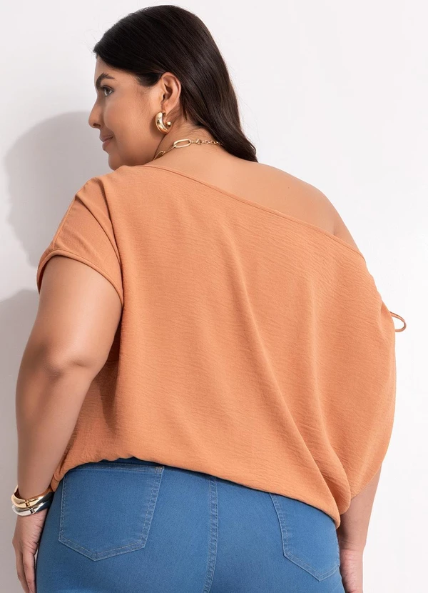 Marguerite - Blusa Marrom em Crepe Plano 7