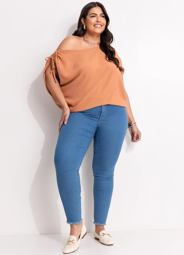 Marguerite - Blusa Marrom em Crepe Plano 3