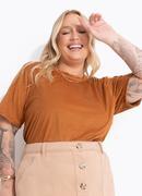 Blusa Marrom em Malha Suede