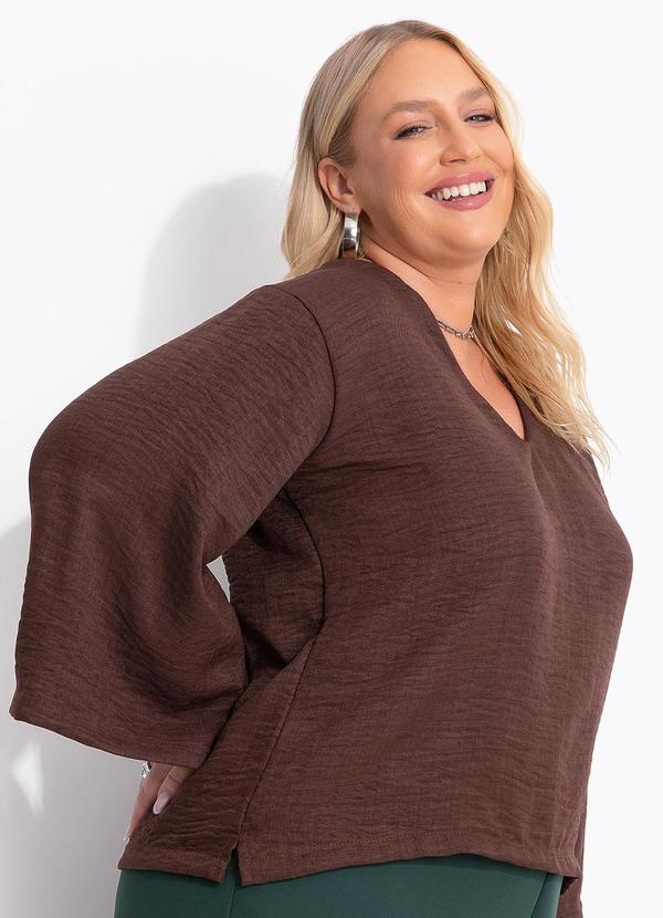 Blusa (Marrom) em Tecido Crepe
