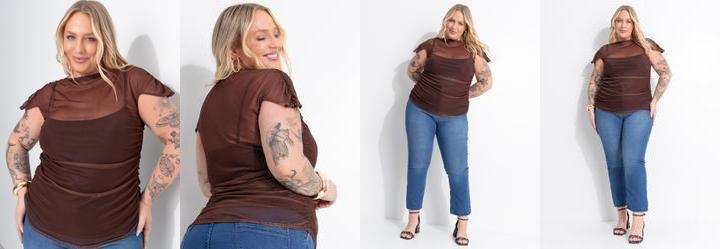 Blusa Marrom em Tule