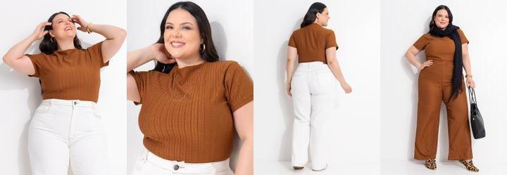 Blusa Marrom Malha Texturizada